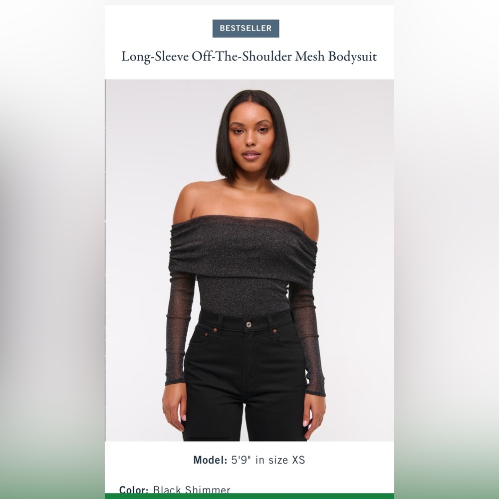Abercrombie Long-Sleeve Off-The-Shoulder Mesh Bodysuit size small NWT never worn